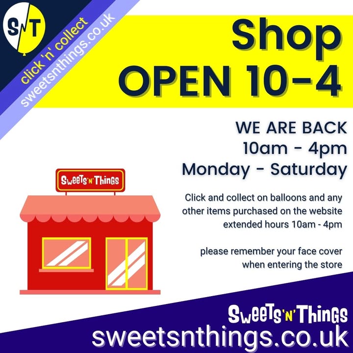 We're back open Monday to Saturday