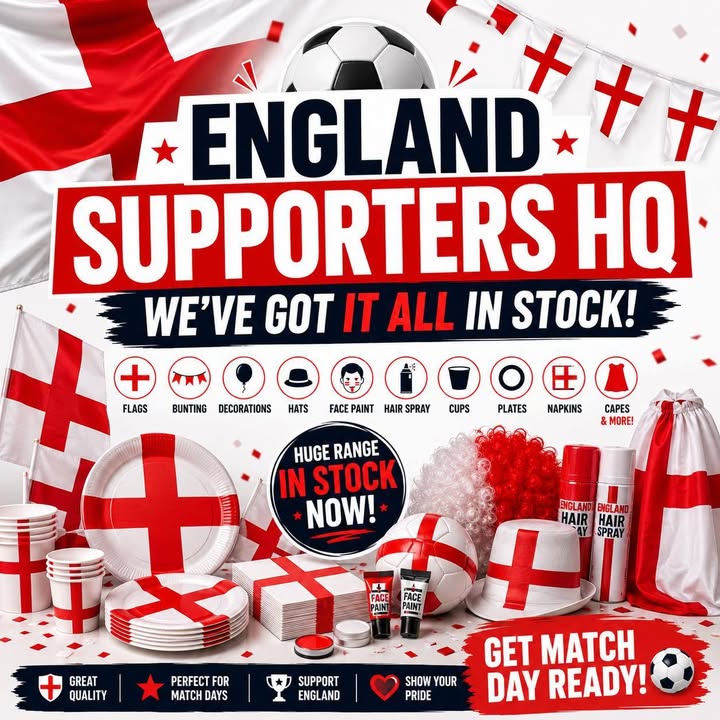 England party kit and Father's Day gifts in stock