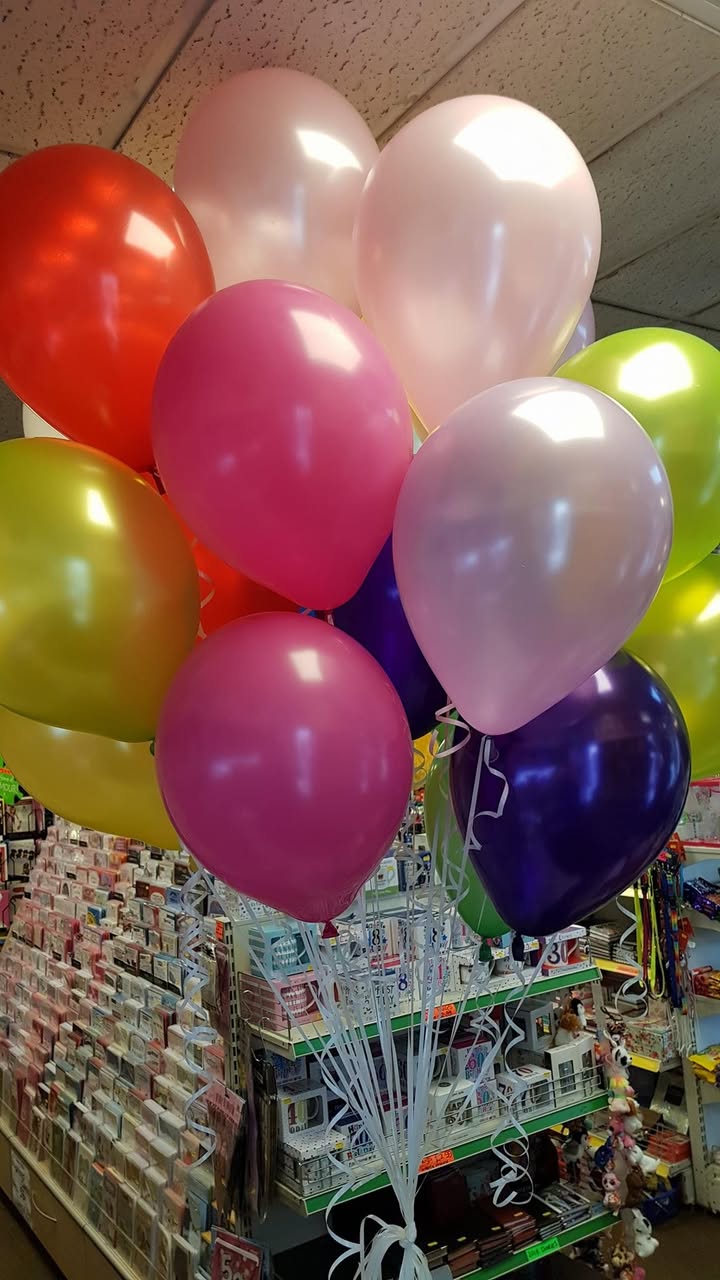 Helium balloons in bright colours