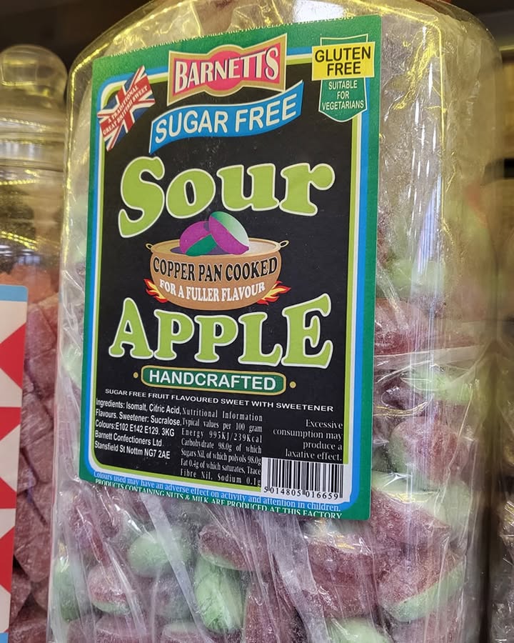 Sugar-free sour apple sweets now in stock