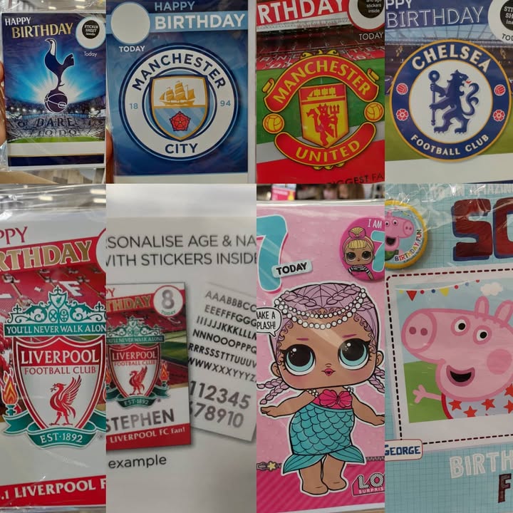 Football cards and character birthdays just arrived