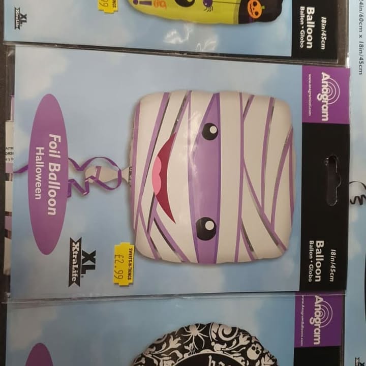 Halloween stock and new helium balloons in now