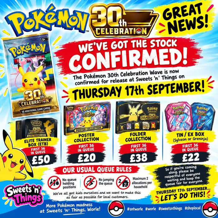 Pokémon 30th Celebration Wave – Thursday 17th September