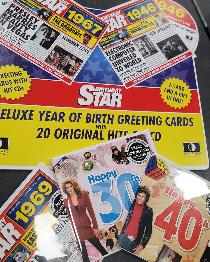 Birthday Star cards with hit music CDs