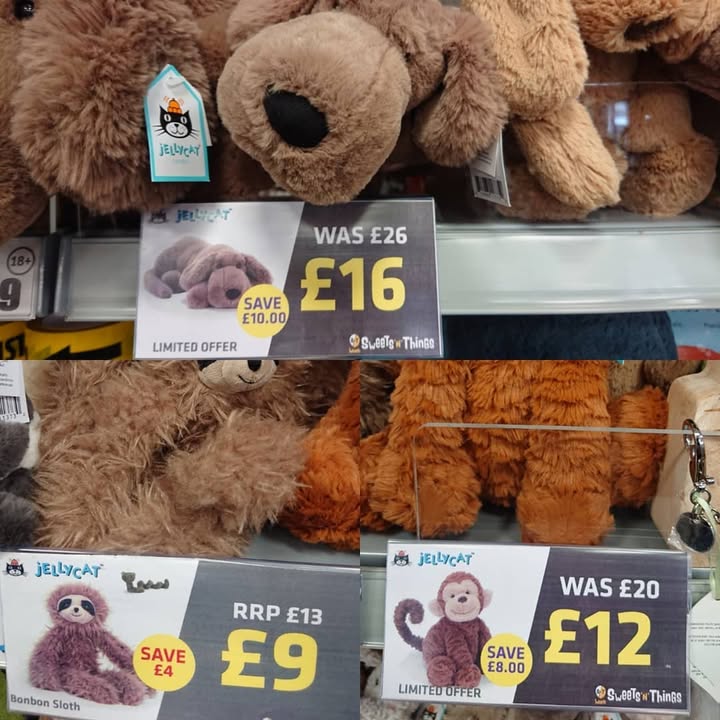 Jellycat cuddles on promotion right now
