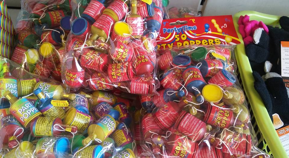Party poppers back in stock