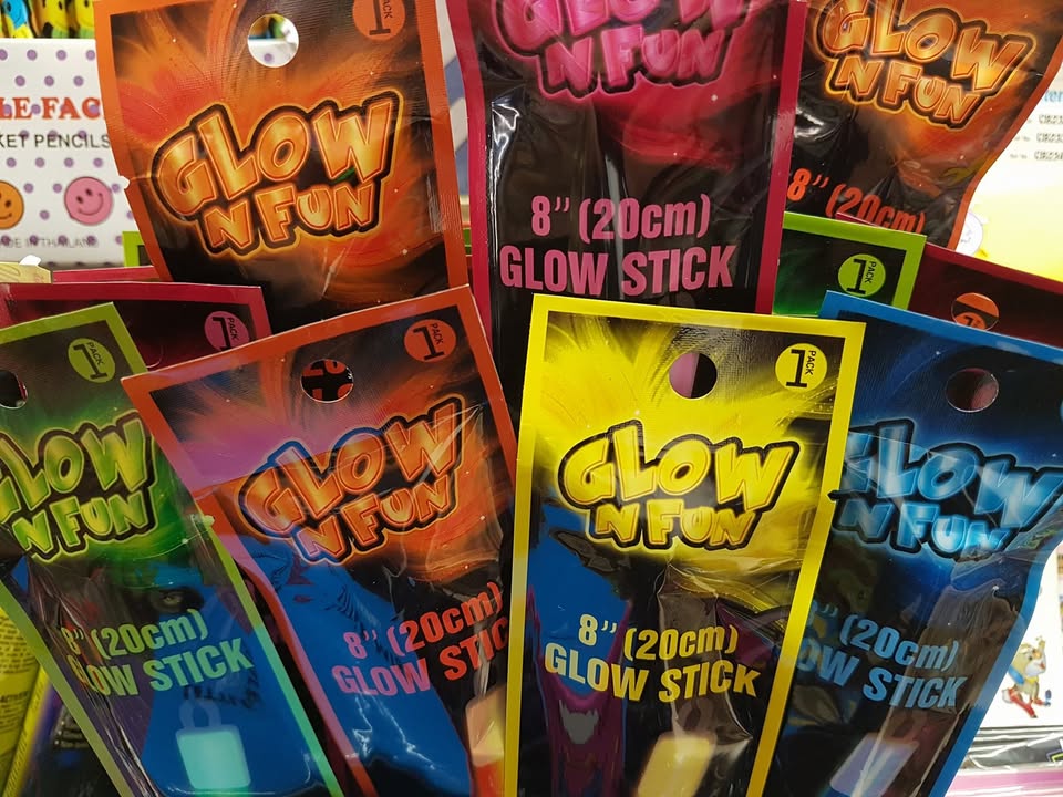 Glow sticks and bracelets in stock now