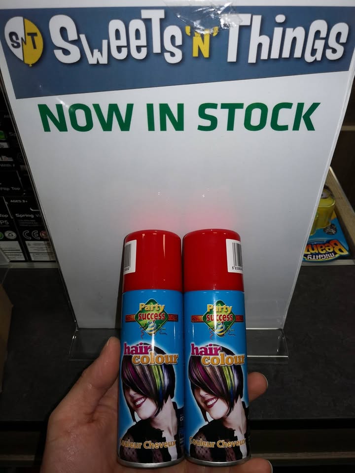 Red hairspray now in stock
