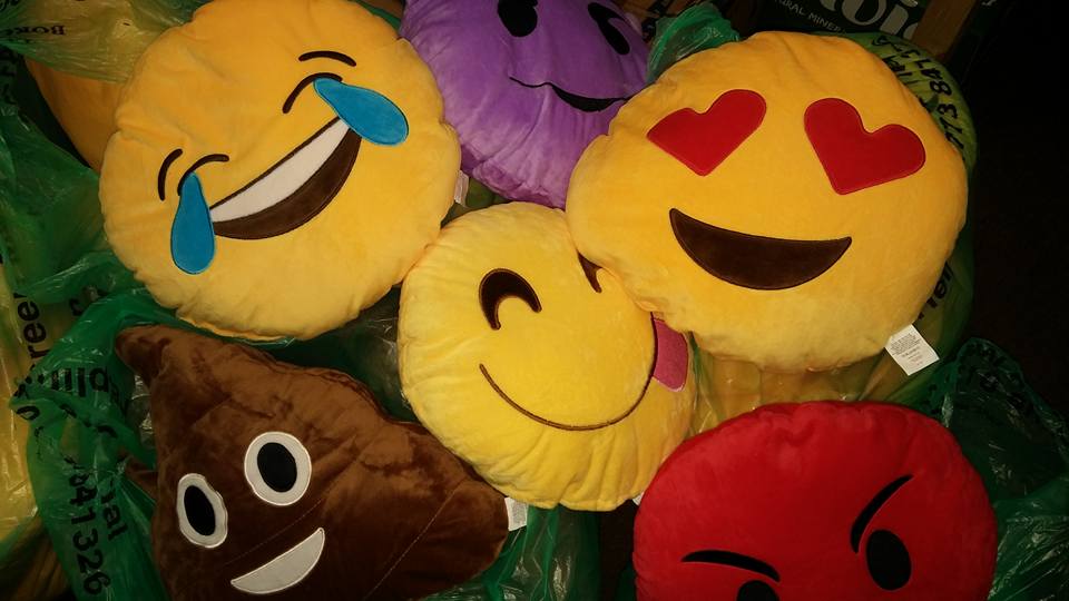 Emoji cushions back in stock