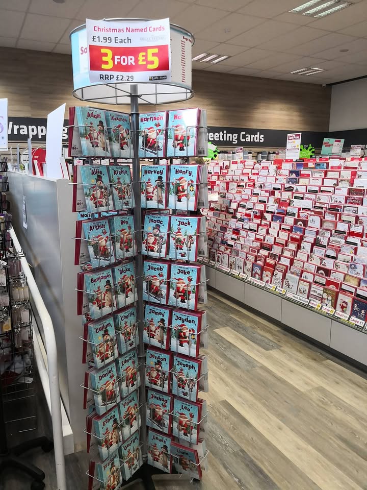 Named Christmas cards in stock now