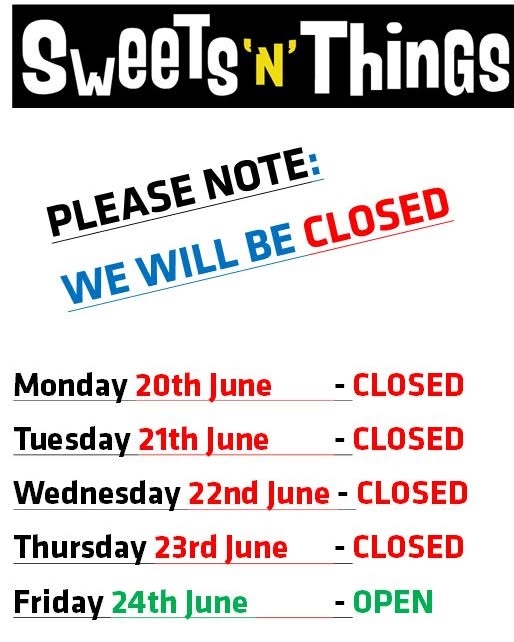 Shop closure: family wedding in June
