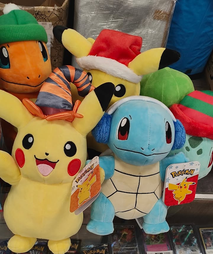 Pokémon plushies in festive dress just arrived