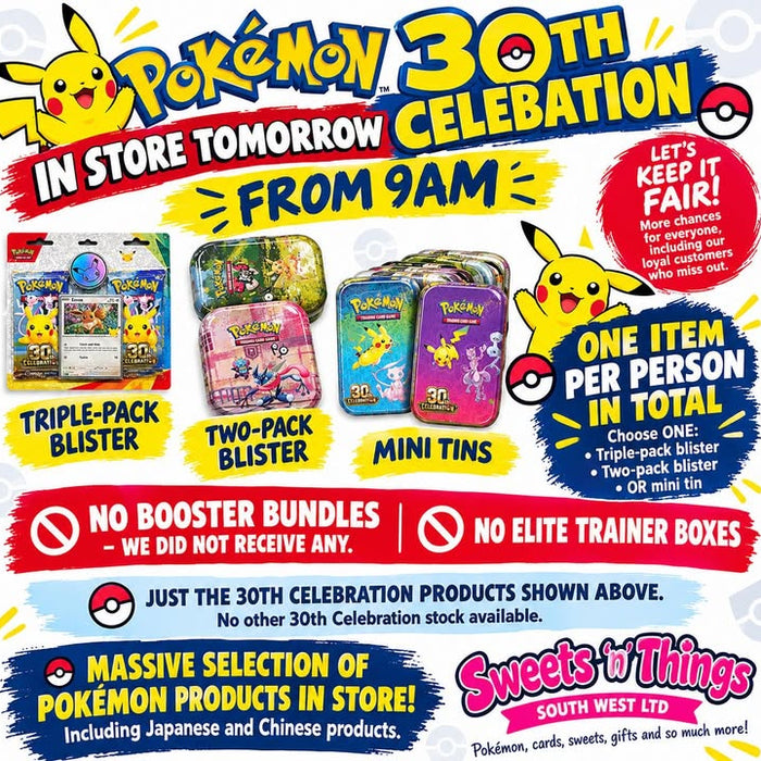 Pokémon 30th Celebration arrives tomorrow at 9am
