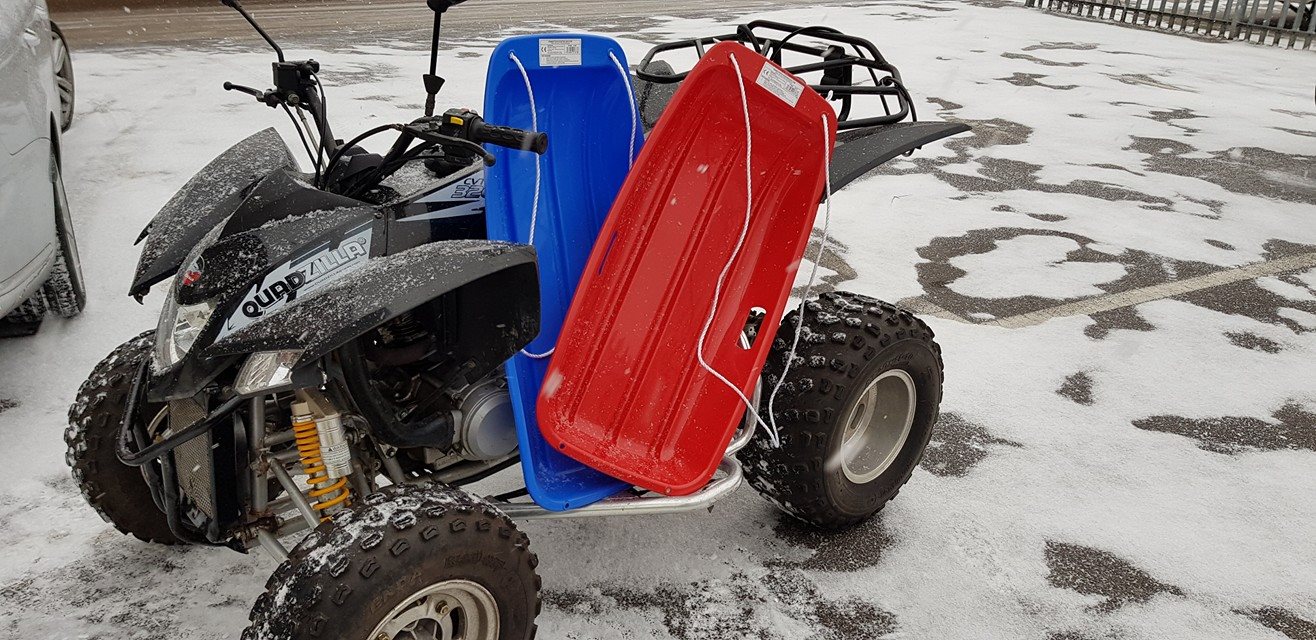 Sledges in stock — red or blue
