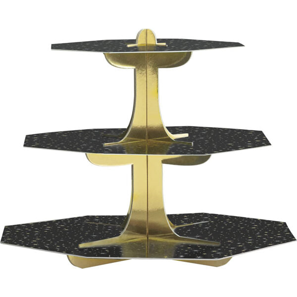 Black & Gold Tiered Cupcake Stand