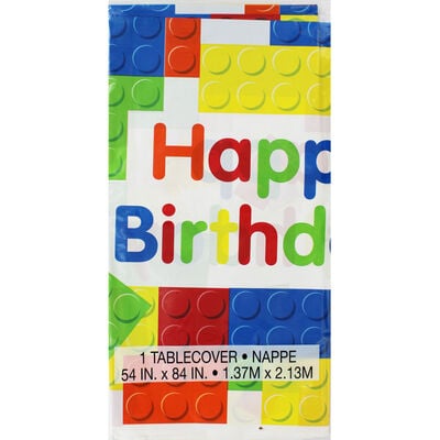 Building Blocks Happy Birthday Table Cover