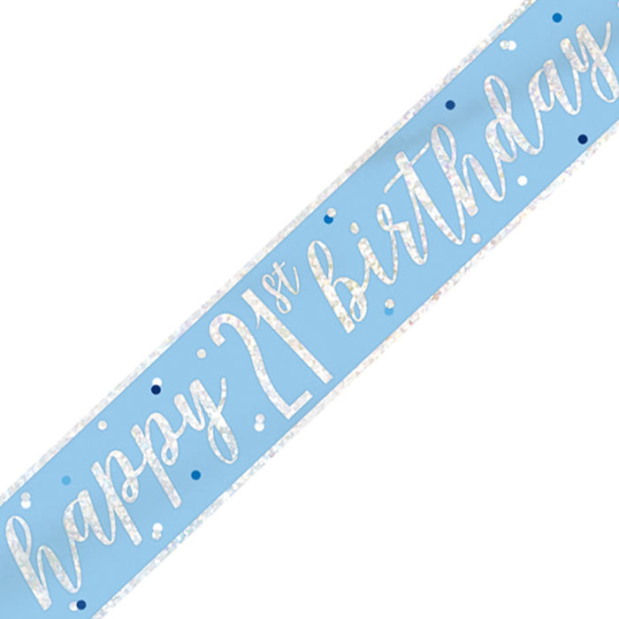 Banner Blue & Silver Glitz 21st Birthday