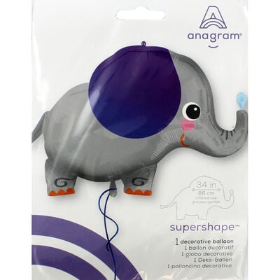 Elephant Supershape Foil Balloon (Optional Helium Inflation)