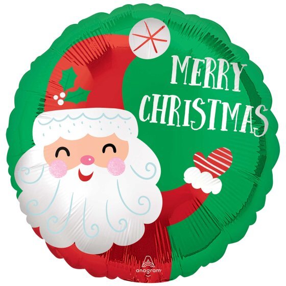 Smiley Satin Santa 18" Foil Balloon (Optional Helium Inflation)