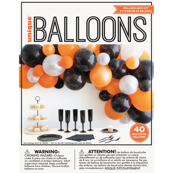 Balloon Arch Kit Orange and Black Halloween Colours Latex