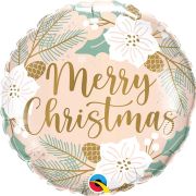 Christmas Floral 18" Foil Balloon (Optional Helium Inflation)