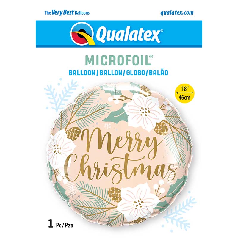 Christmas Floral 18" Foil Balloon (Optional Helium Inflation)