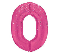 Pink Spots Number 0 Giant Foil Balloon 34" (Optional Helium Inflation)