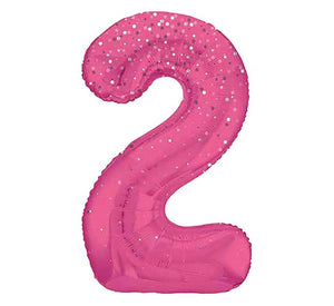 Pink Spots Number 2 Giant Foil Balloon 34" (Optional Helium Inflation)
