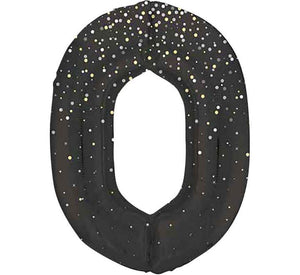 Black and Gold Number 0 Giant Foil Helium Balloon 34" (Optional Helium Inflation)