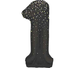 Black and Gold  Number 1 Giant Foil Helium Balloon 34" (Optional Inflation Collection)