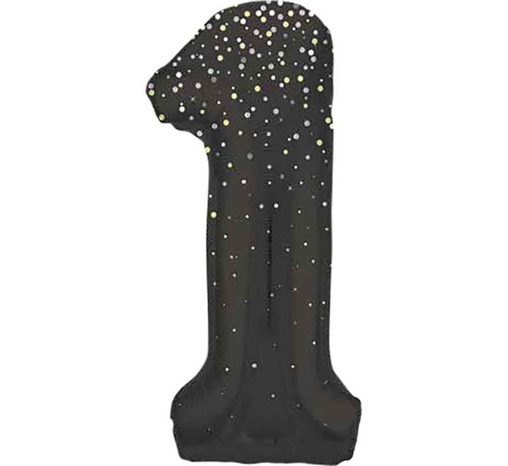 Black and Gold  Number 1 Giant Foil Helium Balloon 34" (Optional Inflation Collection)