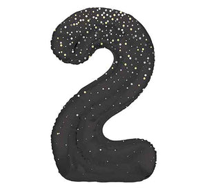 Black and Gold  Number 2 Giant Foil Helium Balloon 34" (Optional Inflation Collection)
