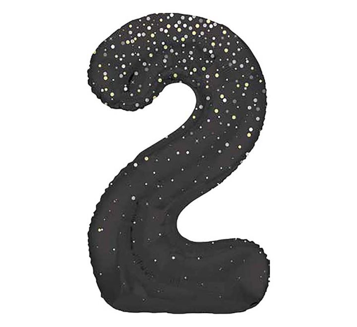 Black and Gold  Number 2 Giant Foil Helium Balloon 34" (Optional Inflation Collection)