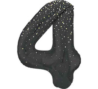 Black and Gold  Number 4 Giant Foil Helium Balloon 34" (Optional Inflation Collection)