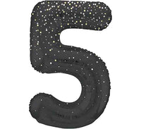 Black and Gold  Number 5 Giant Foil Helium Balloon 34" (Optional Inflation Collection)