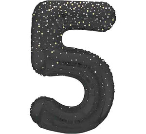 Black and Gold  Number 5 Giant Foil Helium Balloon 34" (Optional Inflation Collection)