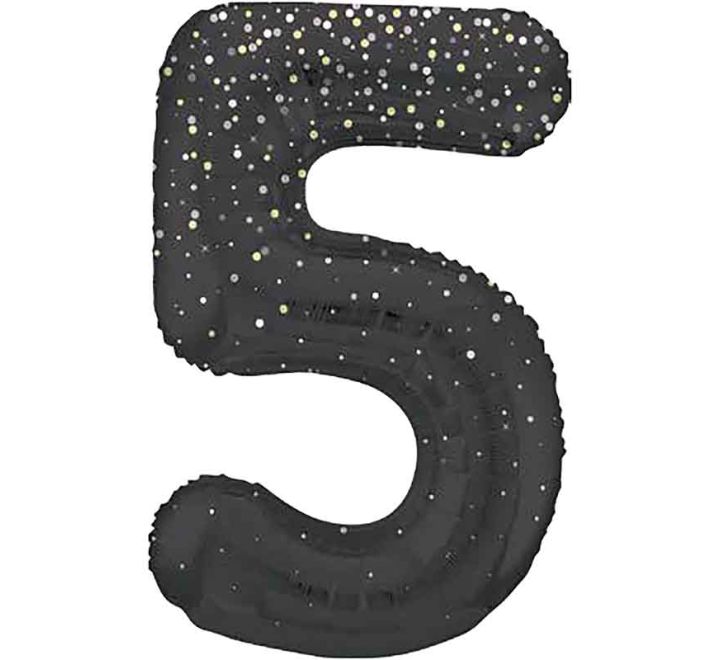 Black and Gold  Number 5 Giant Foil Helium Balloon 34" (Optional Inflation Collection)