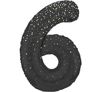 Black and Gold  Number 6 Giant Foil Helium Balloon 34" (Optional Inflation Collection)