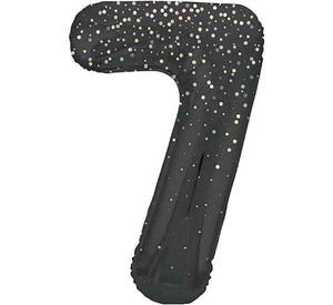 Black and Gold  Number 7 Giant Foil Helium Balloon 34" (Optional Inflation Collection)