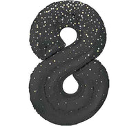 Black and Gold  Number 8 Giant Foil Helium Balloon 34" (Optional Inflation Collection)