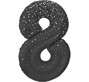 Black and Gold  Number 8 Giant Foil Helium Balloon 34" (Optional Inflation Collection)