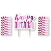 Glitz Pink Happy Birthday Pick Candles (13pc Set)