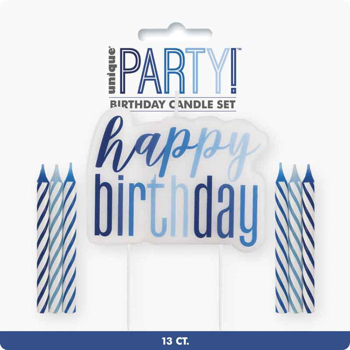 Glitz Blue Happy Birthday Pick Candle Set
