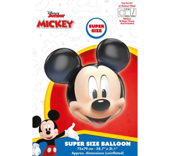 Mickey Mouse Head SuperShape Foil Balloon (Optional Helium Inflation)