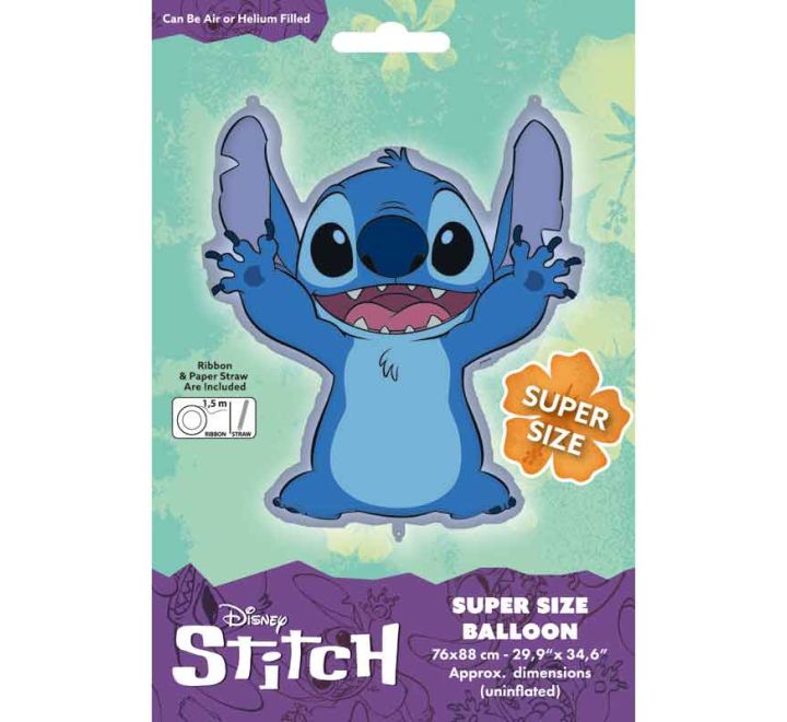 Stitch - Disney's Lilo and Stitch Helium Filled Foil Balloon - 33" (Optional Helium Inflation)