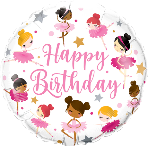 Happy Birthday Ballerinas 18" Foil Balloon (Optional Helium Inflation)