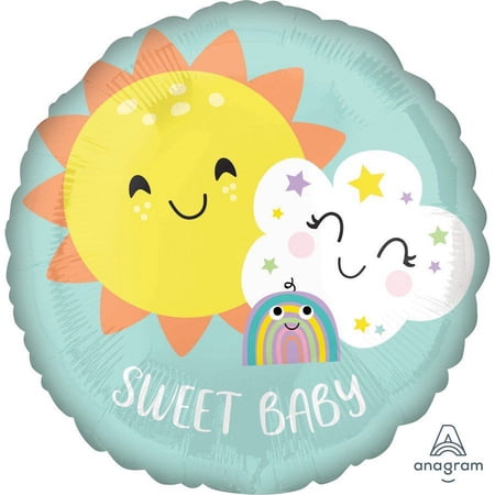 Sweet Pastel Rainbow 17" Foil Balloon (Optional Helium Inflation)