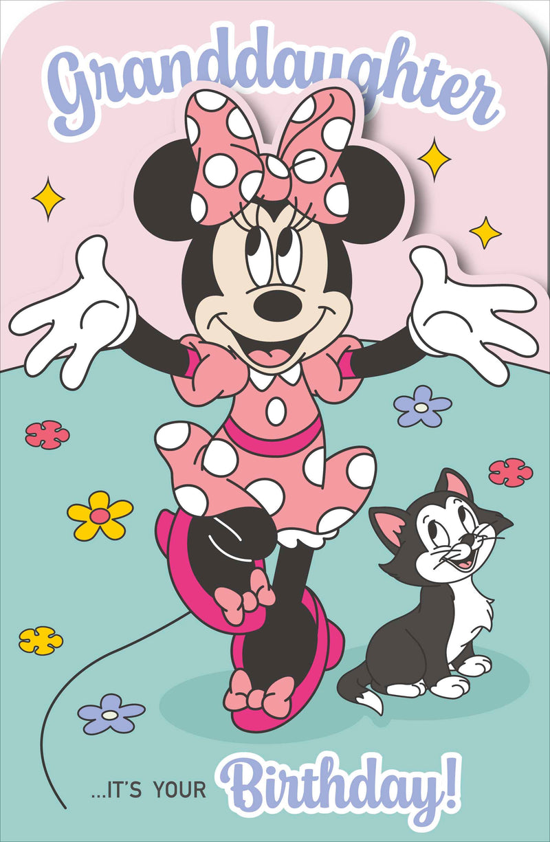 Disney Minnie Mouse | Birthday Card Granddaughter | Juvenile Design | With Envelope