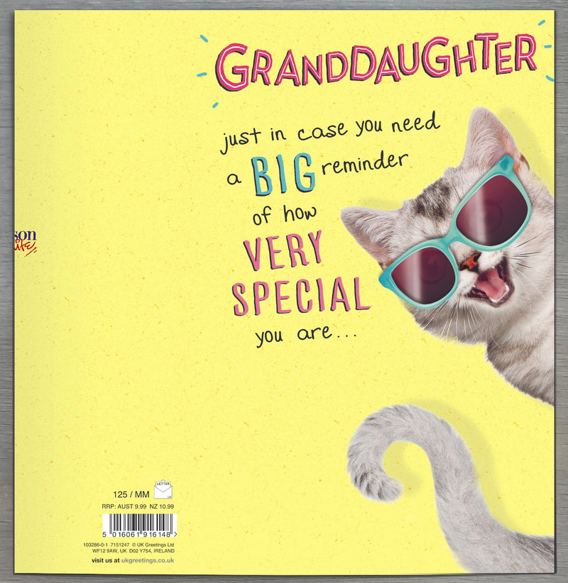 Birthday Card Granddaughter - back