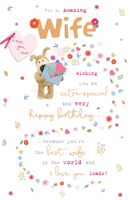 Boofle | Birthday Card Wife Cute | Happy Birthday Gifts | Her, Girls, Women | With Envelope